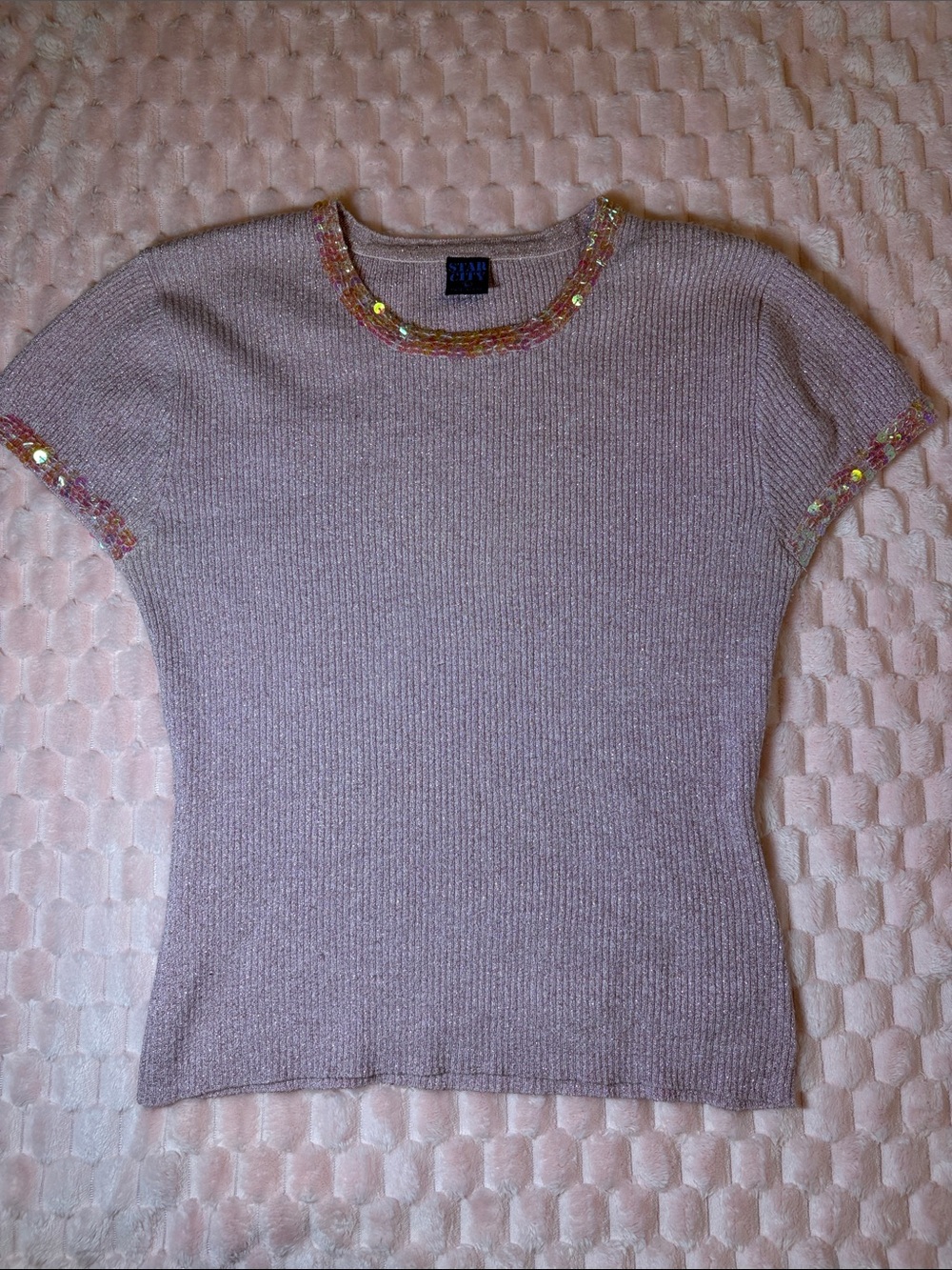Star City Pink Tee with Sequin Trim